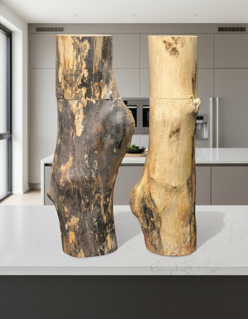 Hand Picked set of 23 cm / 9 inch Spalted Maple Cottage Mills® with CrushGrind®