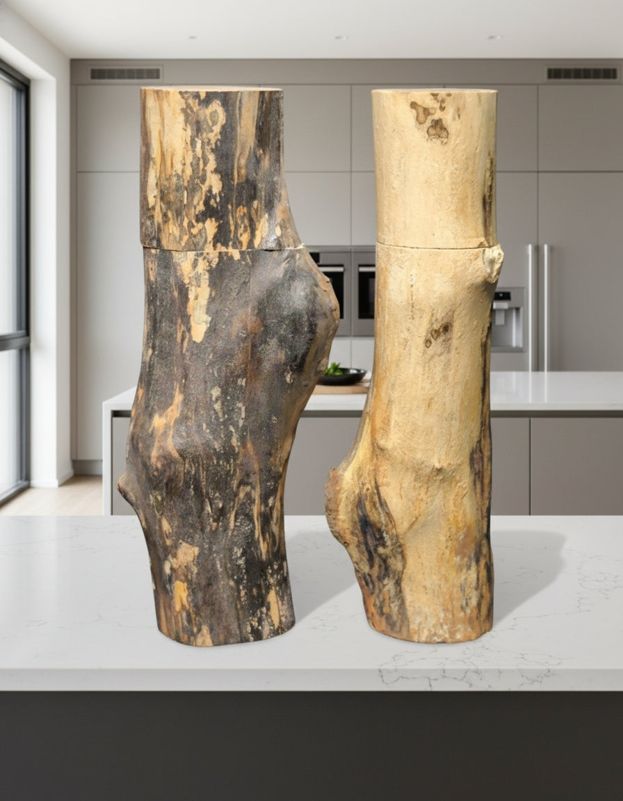 Hand Picked set of 23 cm / 9 inch Spalted Maple Cottage Mills® with CrushGrind®